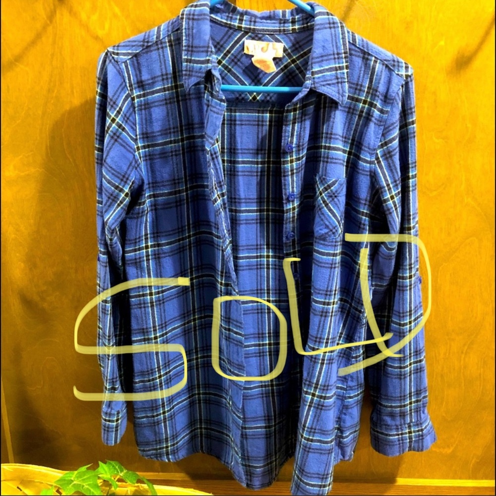 Ocean Pacific OP Sz L 11/13 blue flannel long